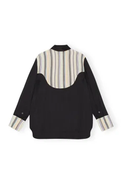 Store GANNI Mix Slub Stripe Shirt Lily Green