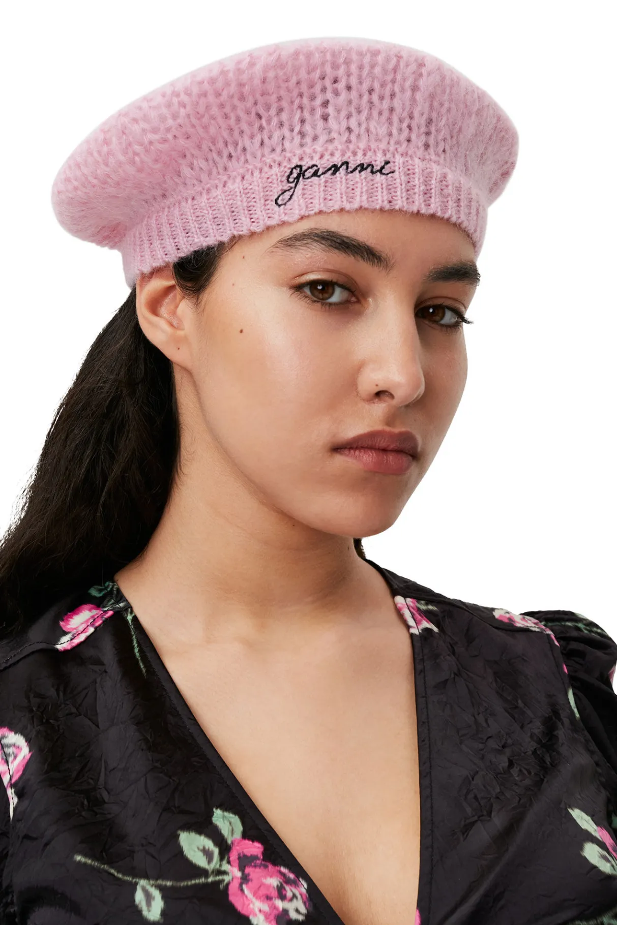 Fashion GANNI Mohair Beret Lilac Sachet