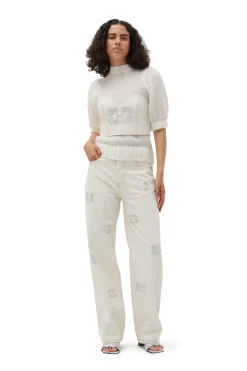 Sale GANNI Mohair Open Back Top Egret