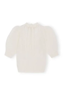 Sale GANNI Mohair Open Back Top Egret