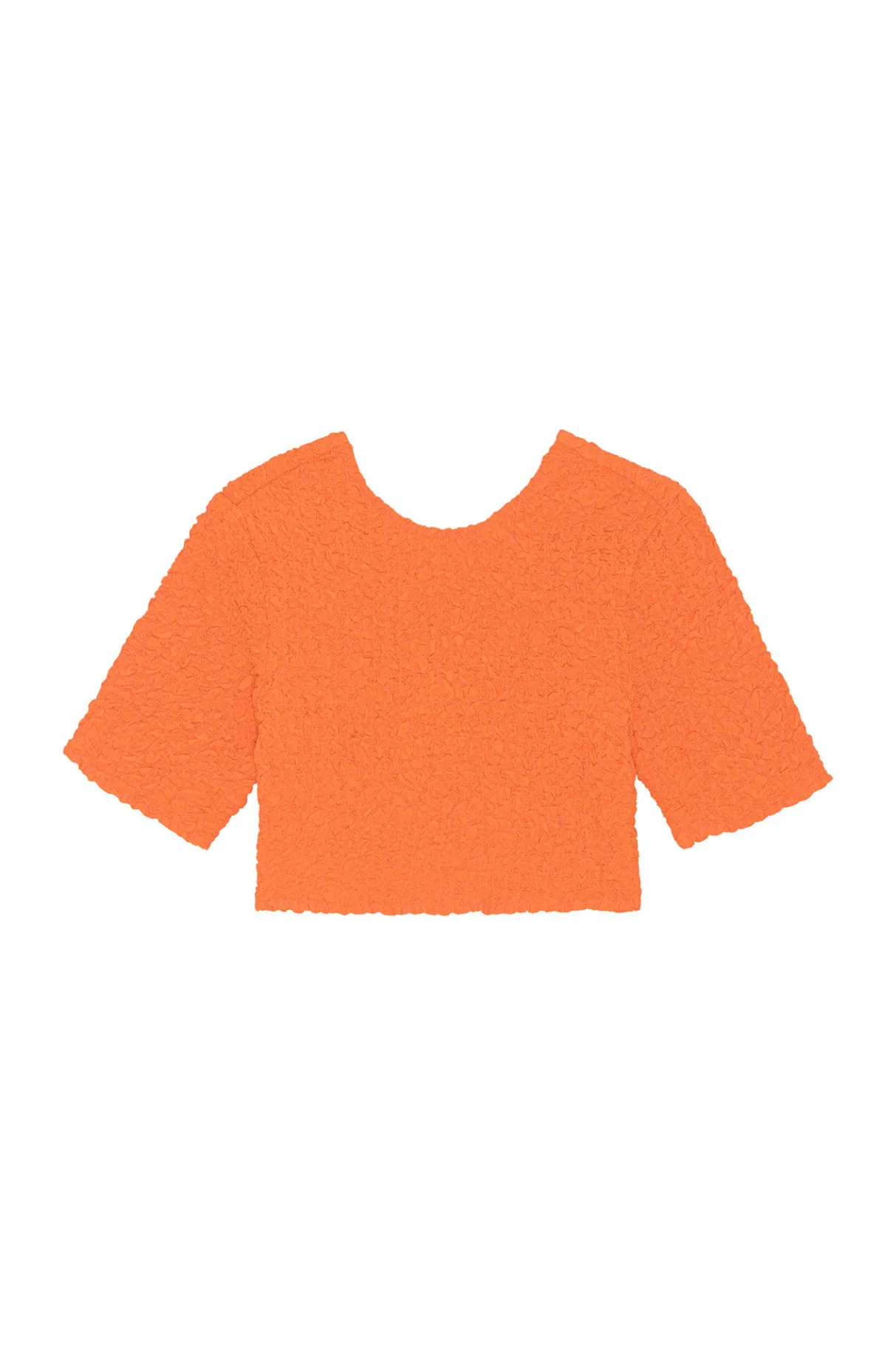 Discount GANNI Orange Cotton Poplin Cropped Smock Top Vibrant Orange