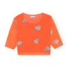 Outlet GANNI Orange Printed Mesh Cropped T-Shirt Orangeade
