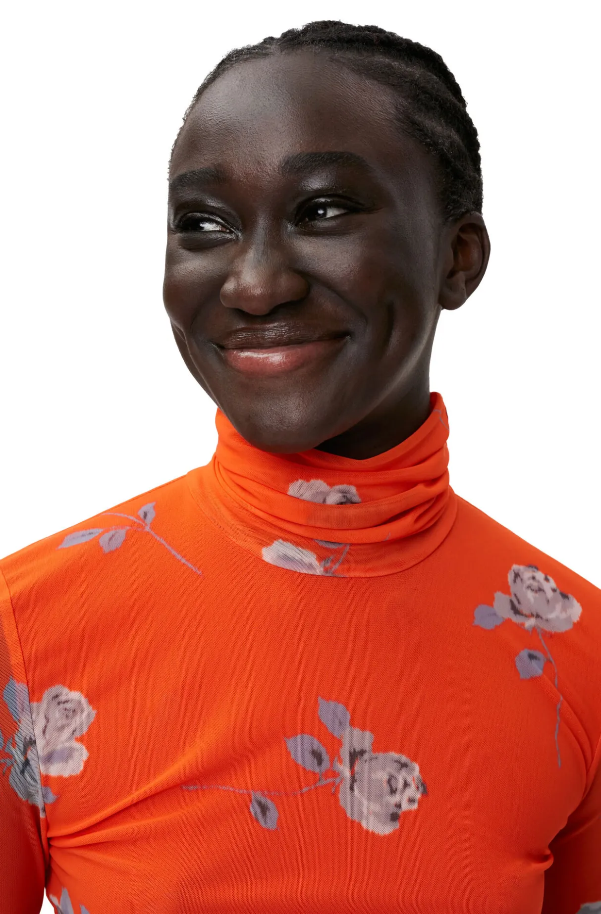 Discount GANNI Orange Printed Mesh Long Sleeve Roll Neck Orangeade