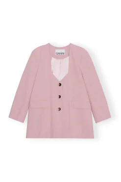 Hot GANNI Oversized Drapey Melange Blazer Pink Tulle