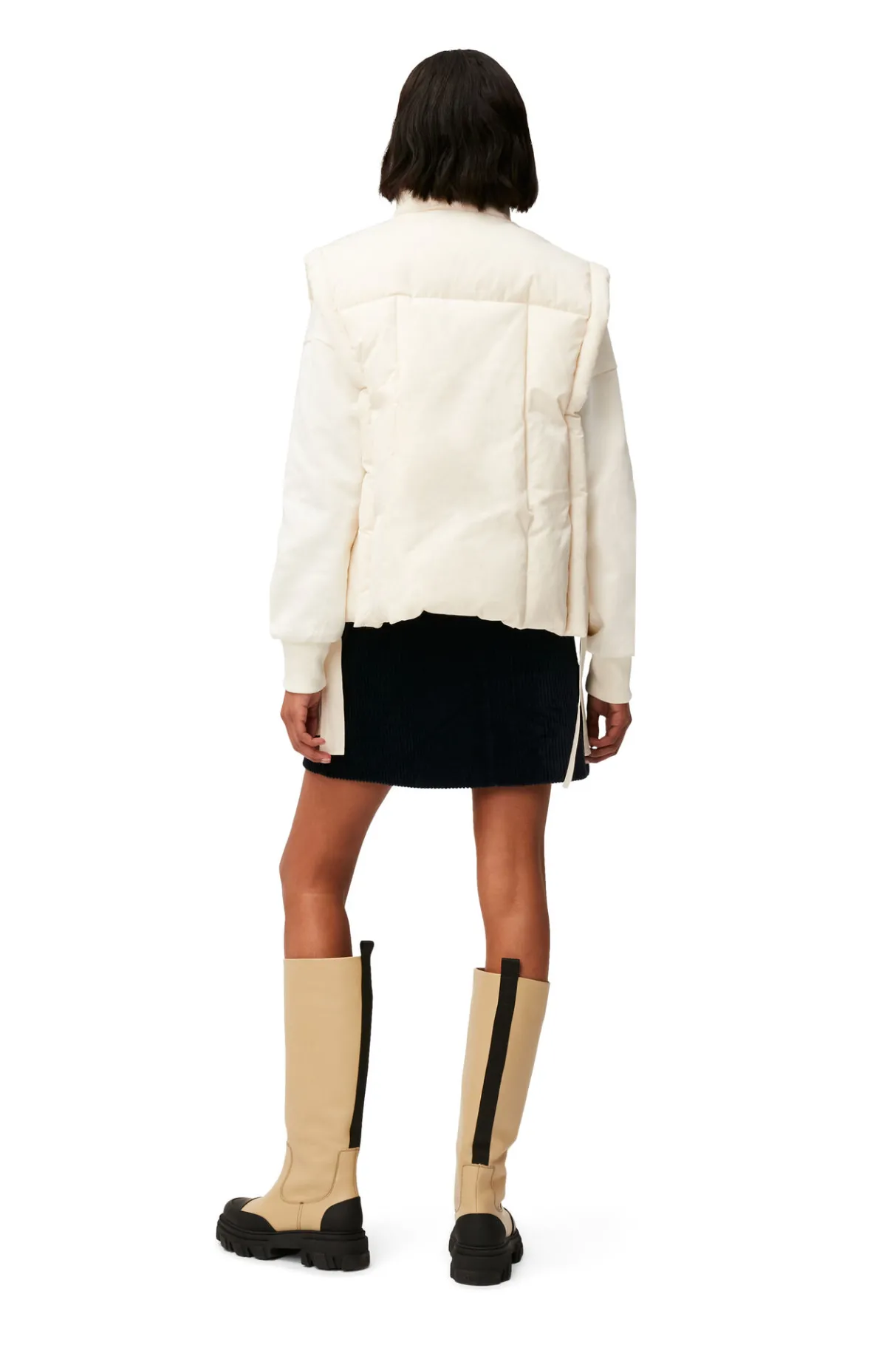 Cheap GANNI Oversized Shiny Puff Vest Buttercream