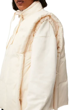 Cheap GANNI Oversized Shiny Puff Vest Buttercream