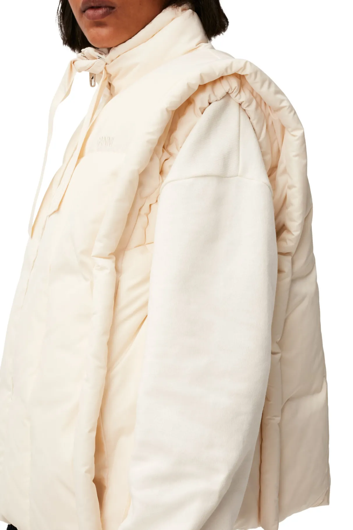 Cheap GANNI Oversized Shiny Puff Vest Buttercream