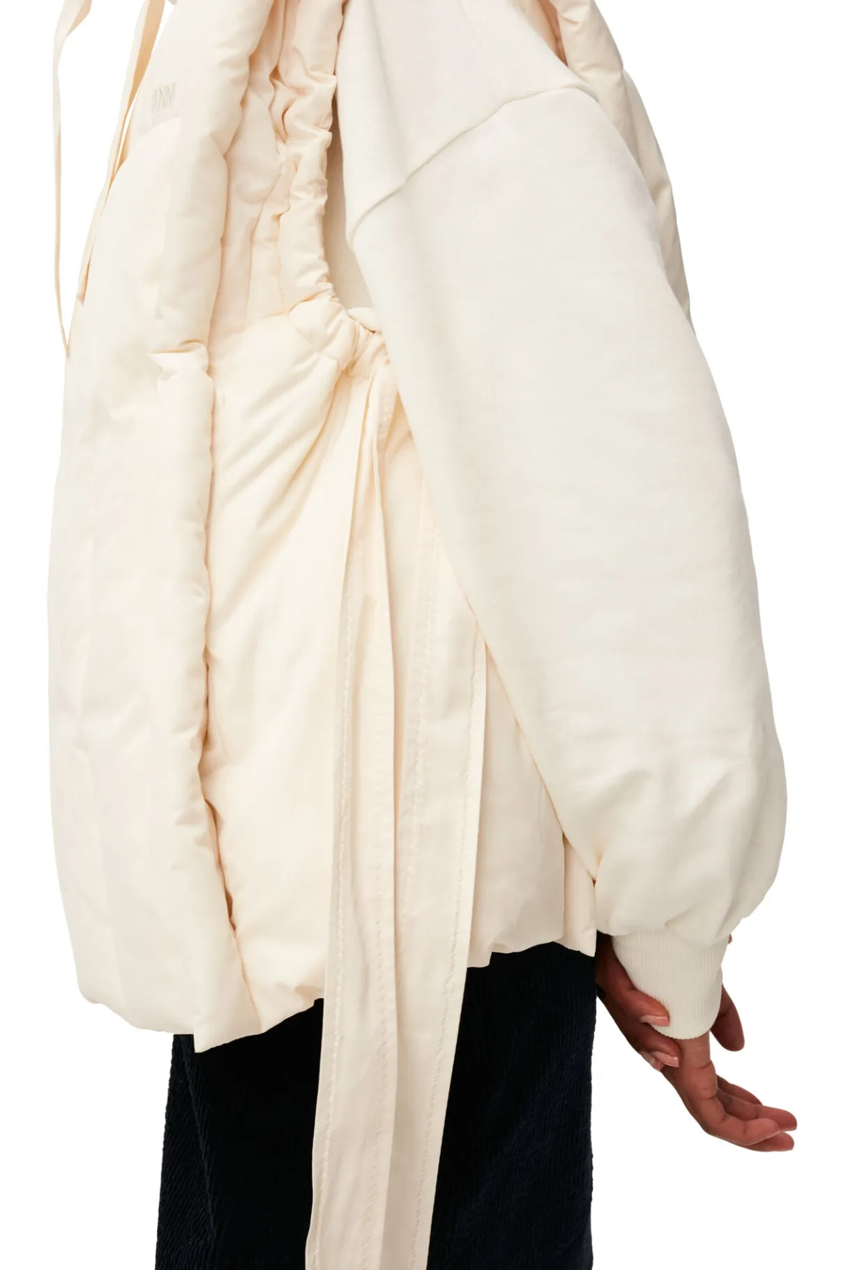 Cheap GANNI Oversized Shiny Puff Vest Buttercream