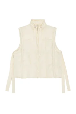 Cheap GANNI Oversized Shiny Puff Vest Buttercream