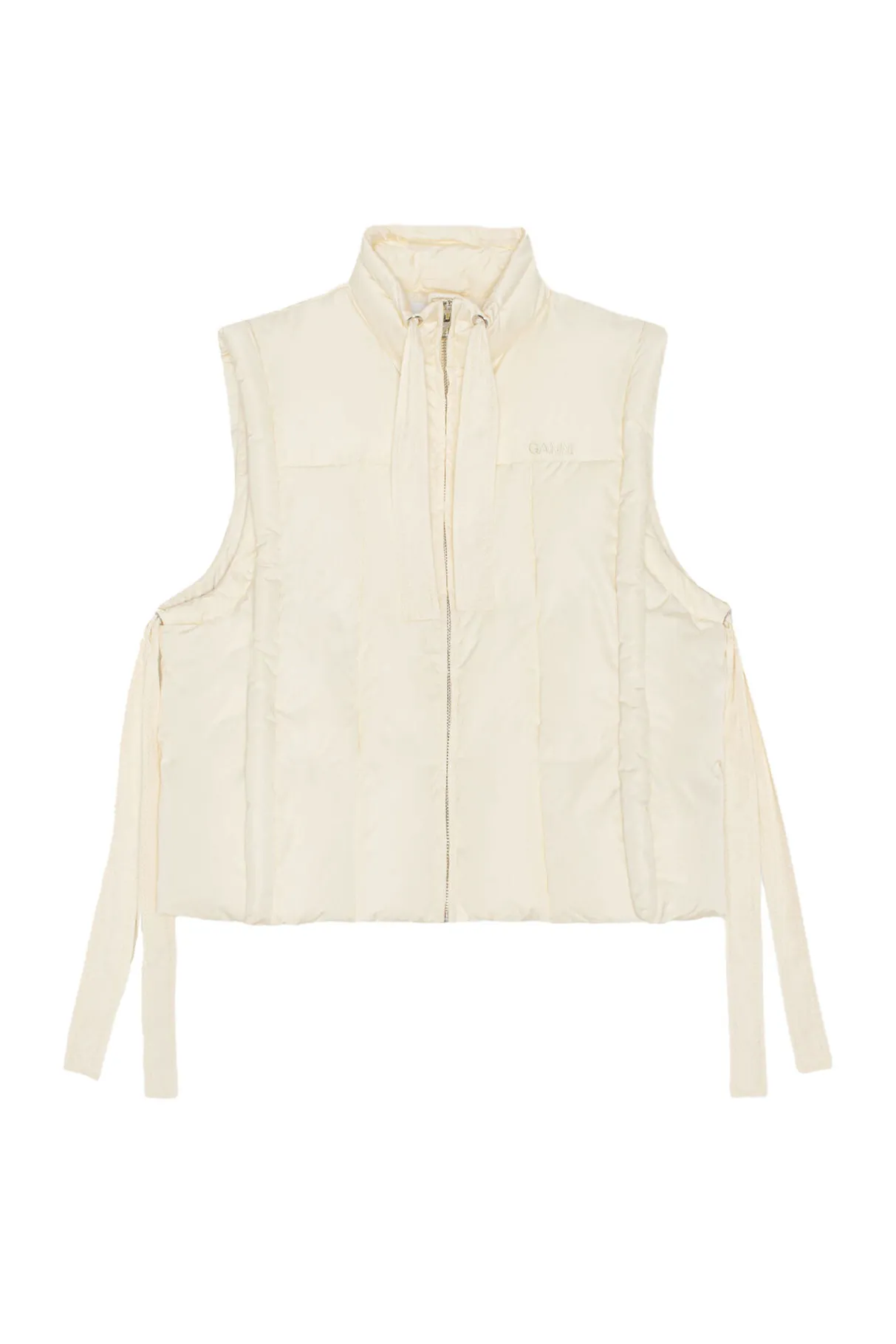 Cheap GANNI Oversized Shiny Puff Vest Buttercream