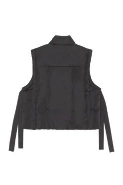 Fashion GANNI Oversized Shiny Puff Vest Black