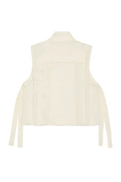 Cheap GANNI Oversized Shiny Puff Vest Buttercream