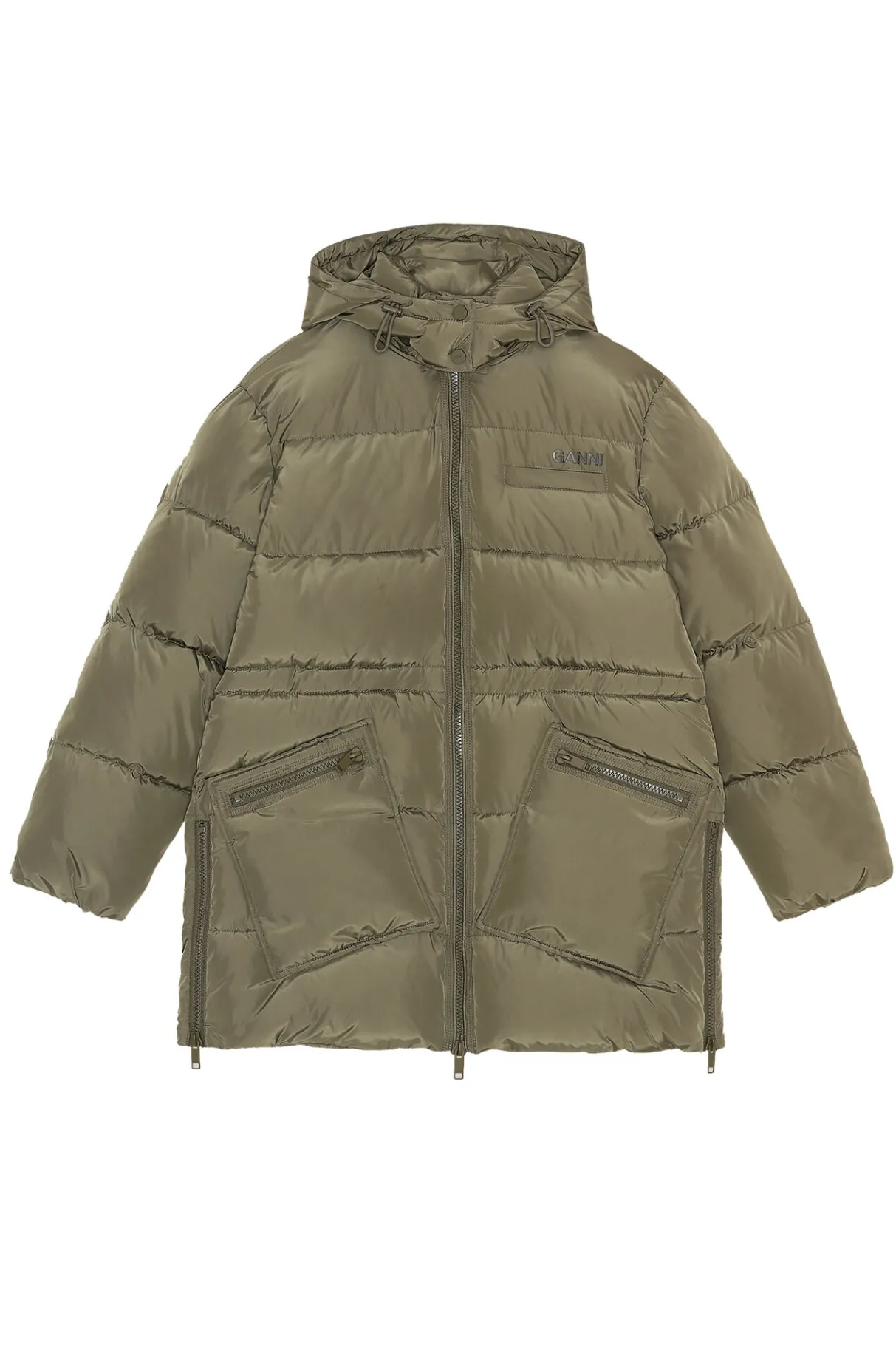 Outlet GANNI Oversized Tech Puffer Midi Jacket Kalamata