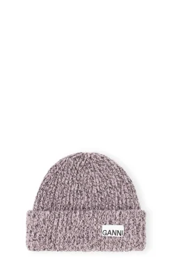 New GANNI Oversized Wool Beanie Lilac Sachet