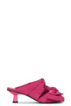 Cheap GANNI Pink Soft Kitten Heel Bow Mules Love Potion
