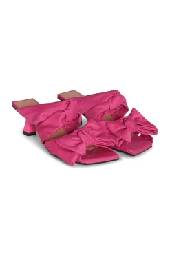 Cheap GANNI Pink Soft Kitten Heel Bow Mules Love Potion