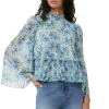 Best GANNI Pleated Georgette Blouse Ice Water