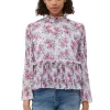 Cheap GANNI Pleated Georgette Blouse Mauve Chalk