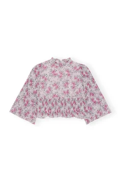 Cheap GANNI Pleated Georgette Blouse Mauve Chalk