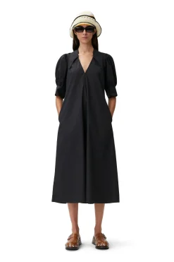 Flash Sale GANNI Poplin Midi Dress Black