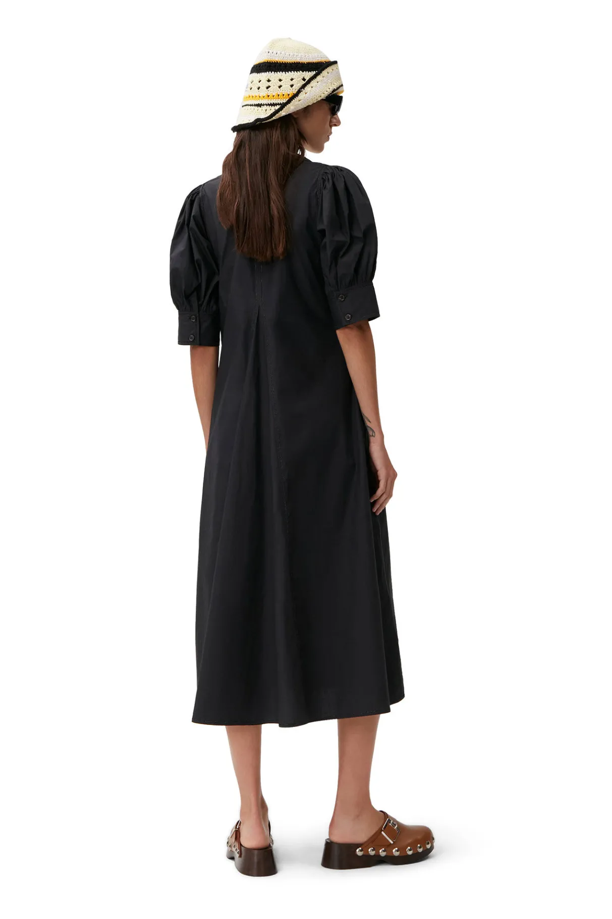 Flash Sale GANNI Poplin Midi Dress Black