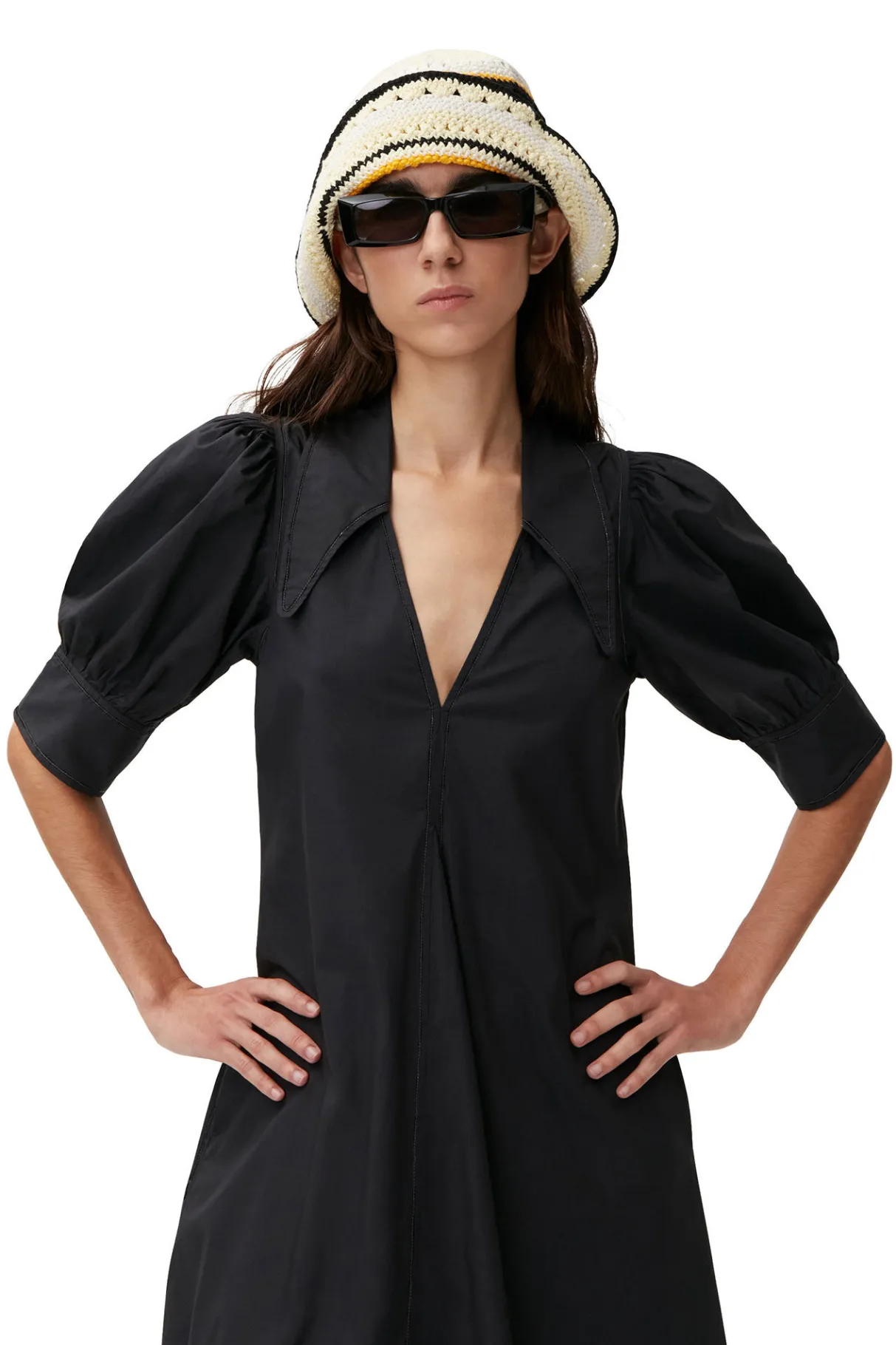 Flash Sale GANNI Poplin Midi Dress Black