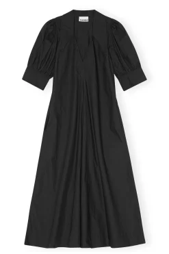 Flash Sale GANNI Poplin Midi Dress Black