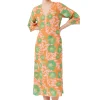 Online GANNI Printed Crepe V-Neck Dress Vibrant Orange