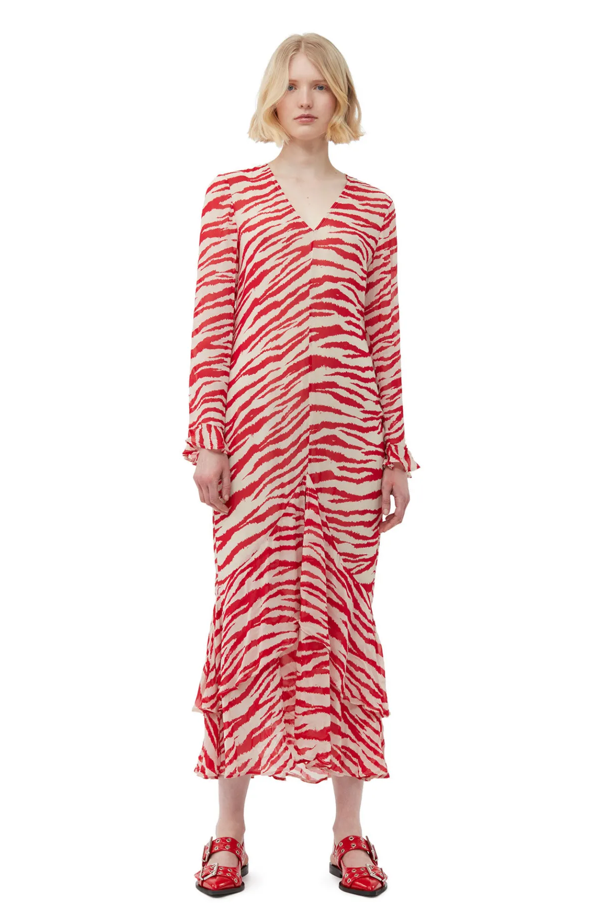 Flash Sale GANNI Printed Light Georgette Maxi Dress Castle Wall