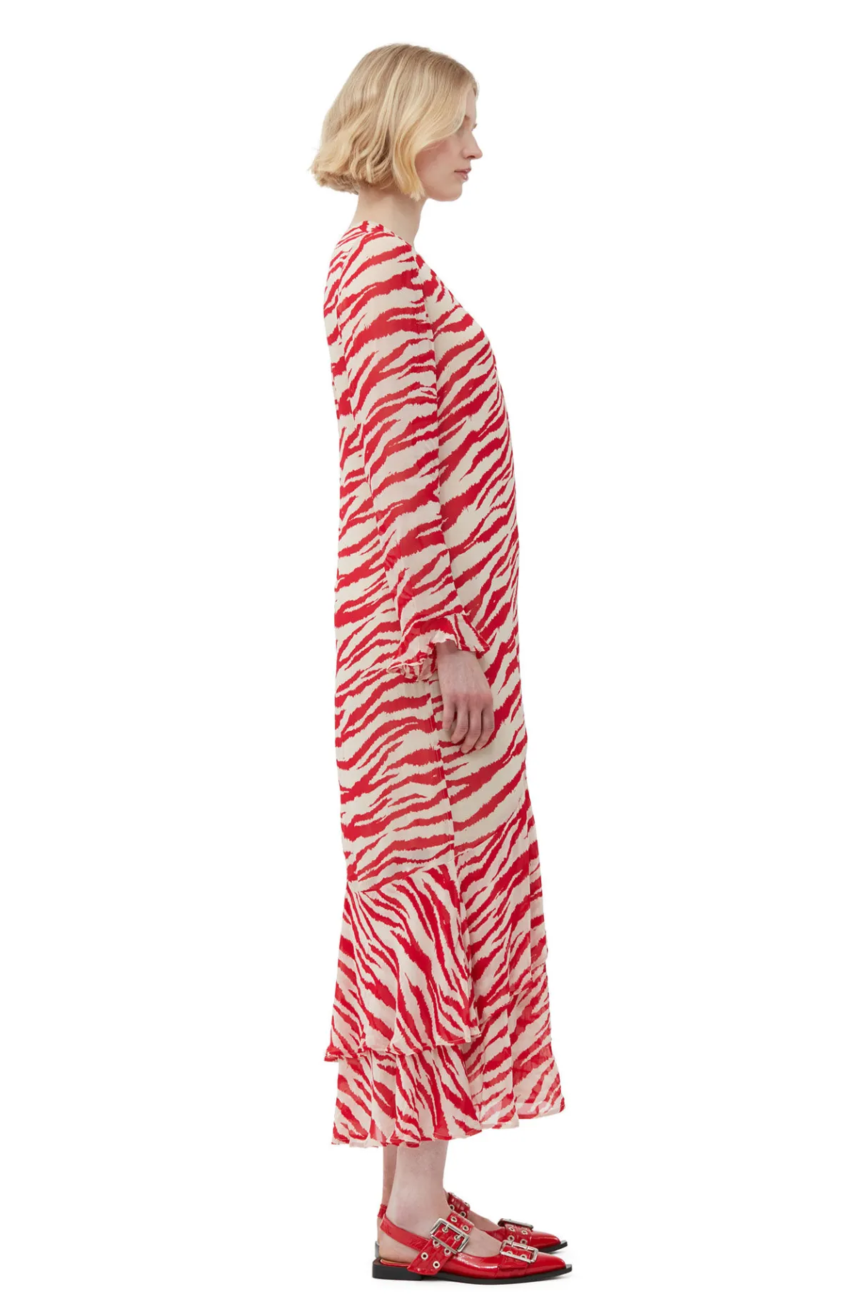 Flash Sale GANNI Printed Light Georgette Maxi Dress Castle Wall