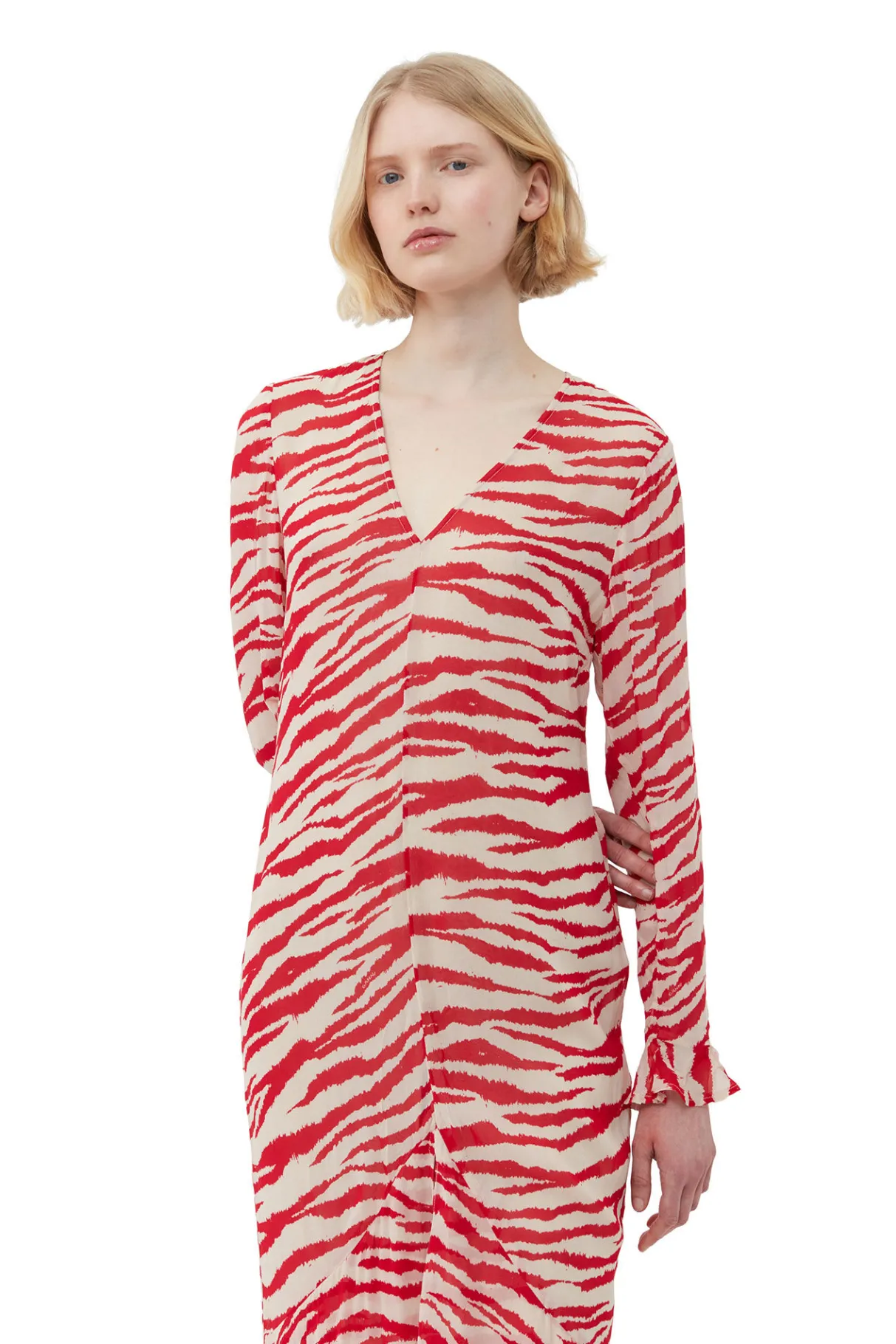 Flash Sale GANNI Printed Light Georgette Maxi Dress Castle Wall