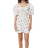 Shop GANNI Printed U-Neck Mini Dress Egret