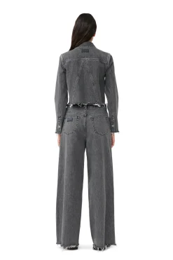 Clearance GANNI Re-Cut Denim Jacket Washed Black/Black