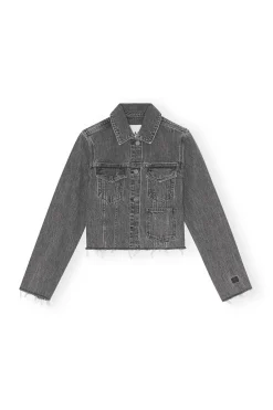 Clearance GANNI Re-Cut Denim Jacket Washed Black/Black