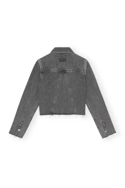 Clearance GANNI Re-Cut Denim Jacket Washed Black/Black