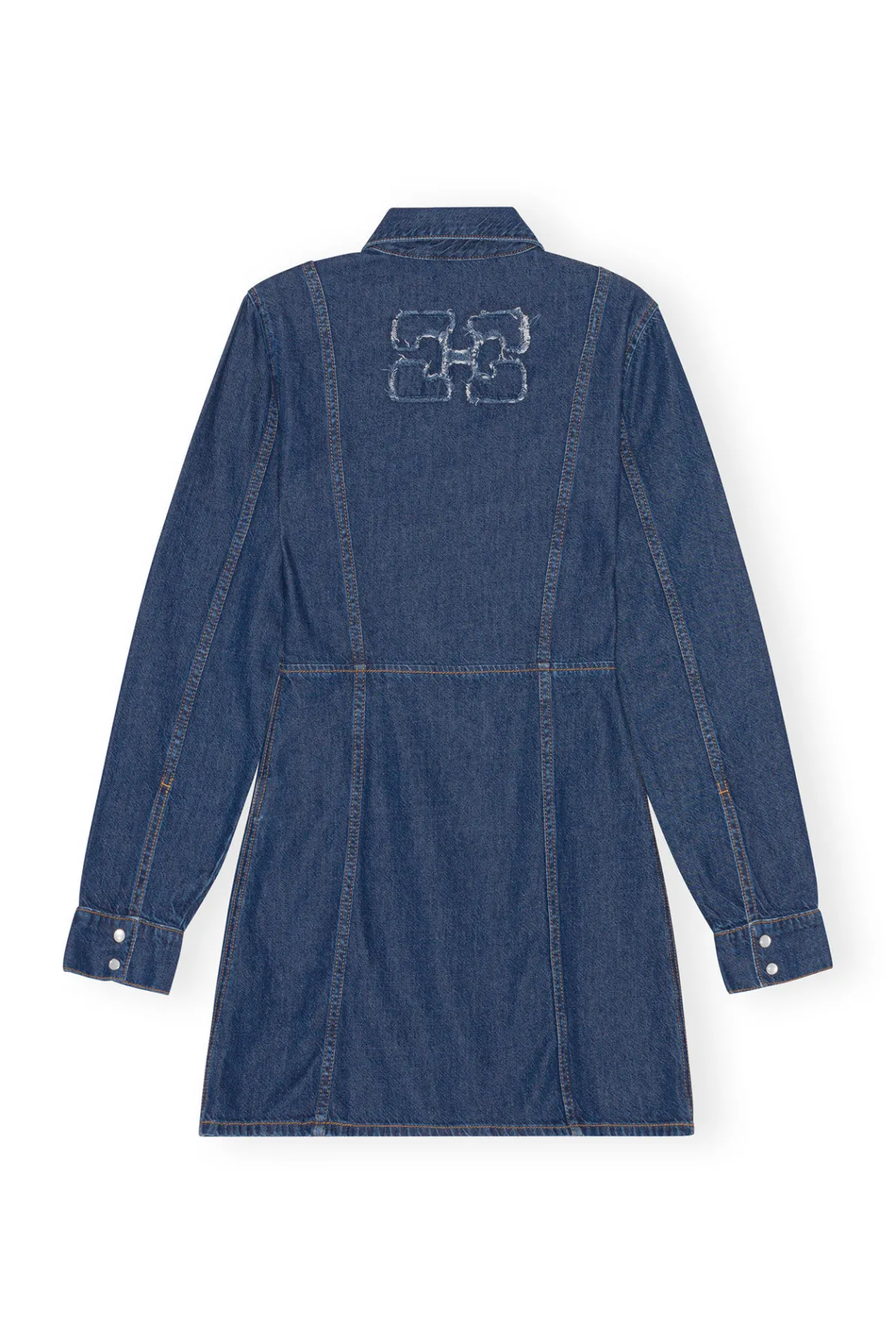 Online GANNI Re-Cut Denim Mini Dress Mid Blue Stone