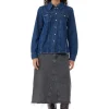 Clearance GANNI Re-Cut Denim Shirt Mid Blue Stone