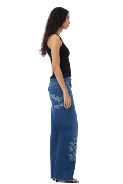 Cheap GANNI Re-Cut Izey Jeans Mid Blue Stone