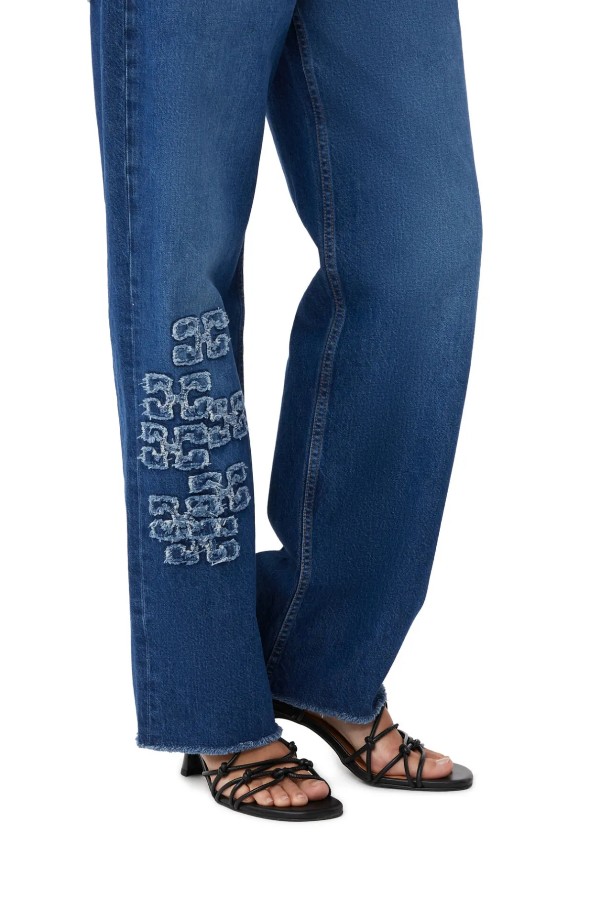 Cheap GANNI Re-Cut Izey Jeans Mid Blue Stone