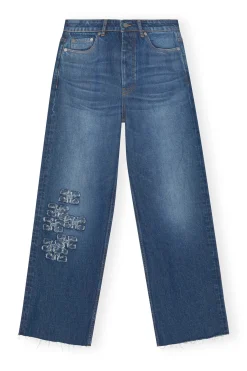 Cheap GANNI Re-Cut Izey Jeans Mid Blue Stone