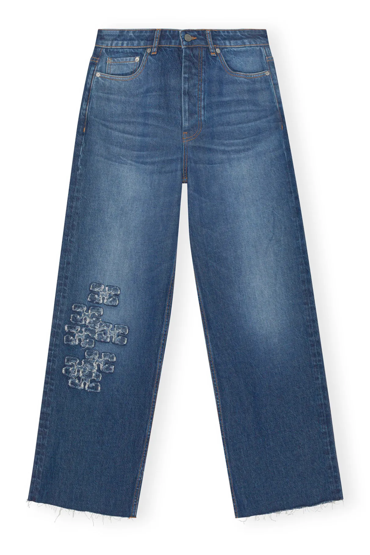 Cheap GANNI Re-Cut Izey Jeans Mid Blue Stone