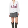 Sale GANNI Re-Cut Overdyed Print Denim Vest Cyclamen