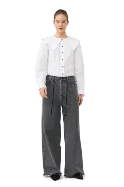 Outlet GANNI Re-Cut Wide Drawstring Jeans Washed Black/Black