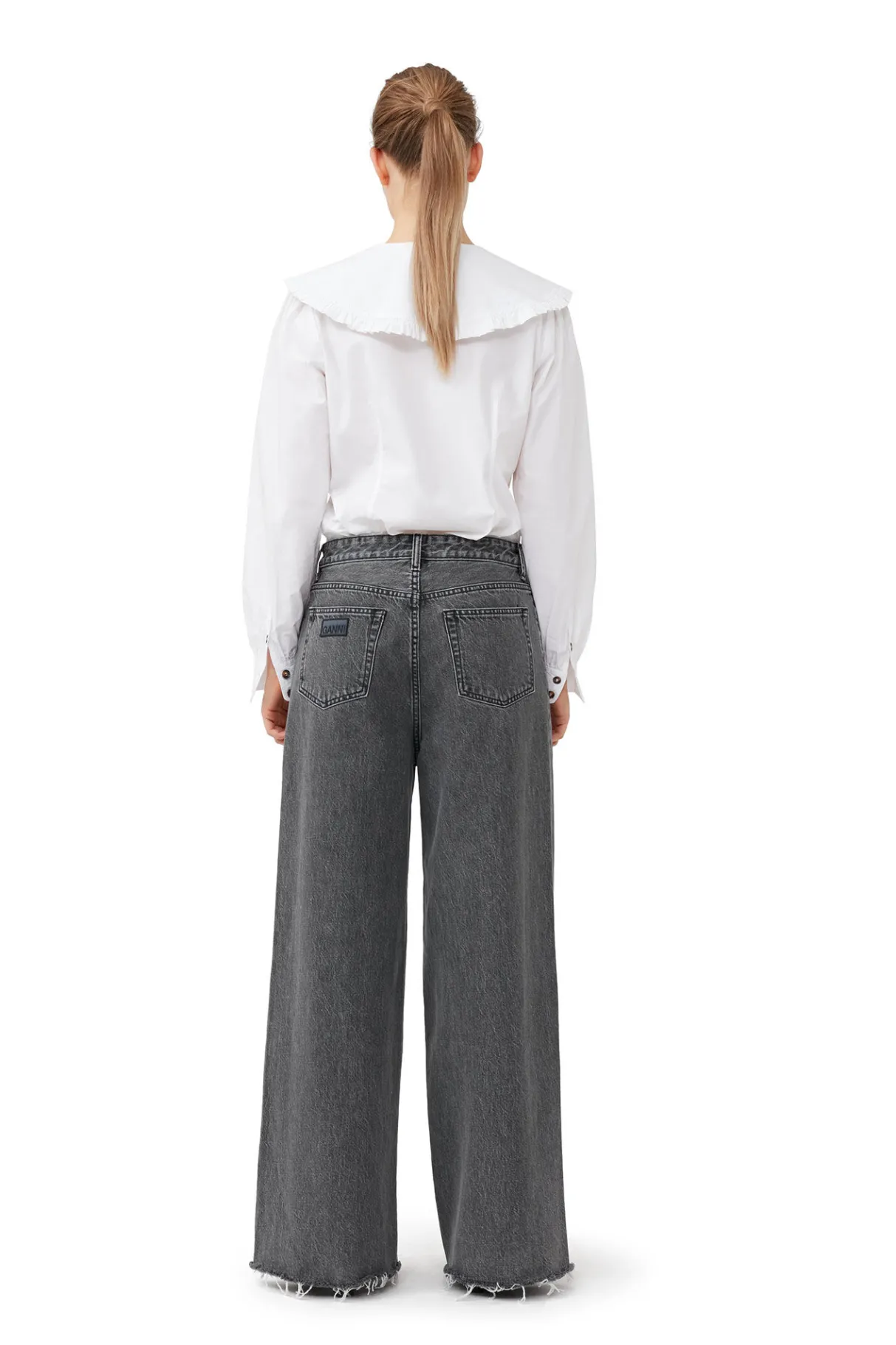 Outlet GANNI Re-Cut Wide Drawstring Jeans Washed Black/Black