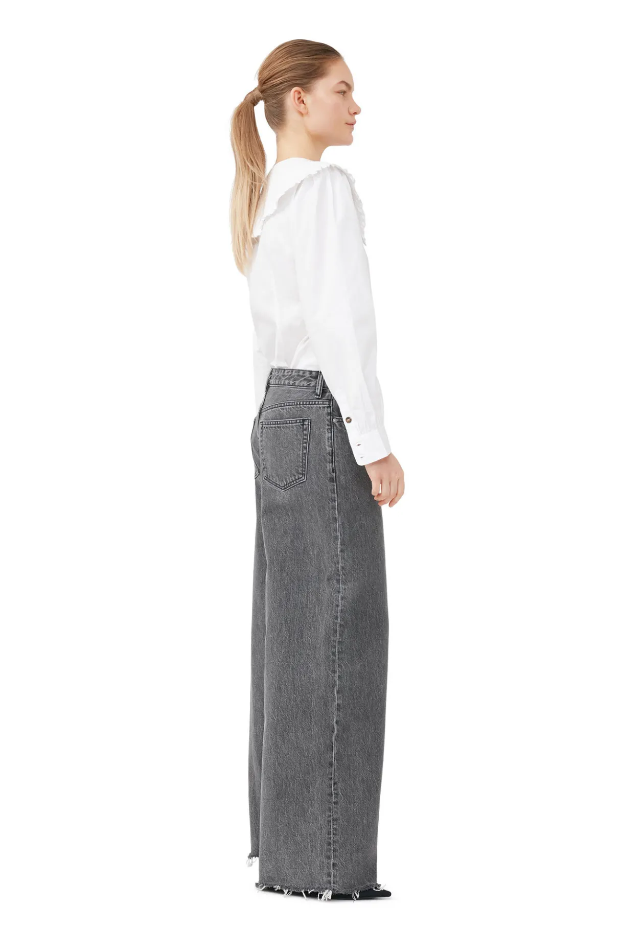 Outlet GANNI Re-Cut Wide Drawstring Jeans Washed Black/Black
