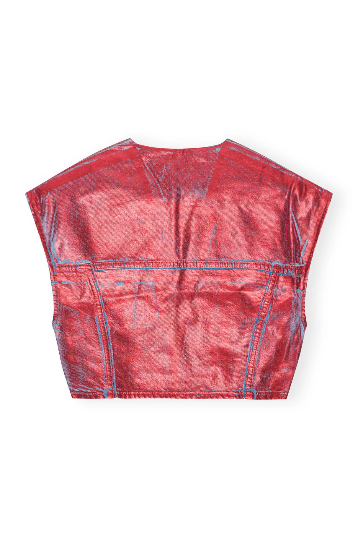 Flash Sale GANNI Red Foil Denim Vest Red Alert