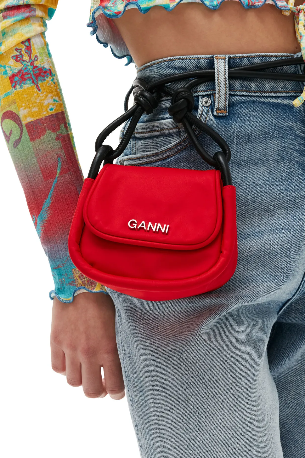 Flash Sale GANNI Red Knot Mini Flap Over Bag Fiery Red