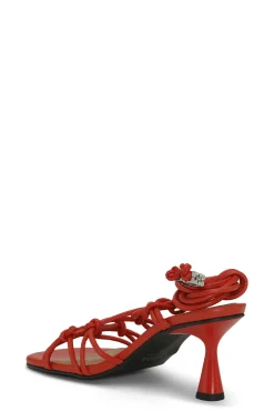 Cheap GANNI Red Knots High Heel Sandals Racing Red