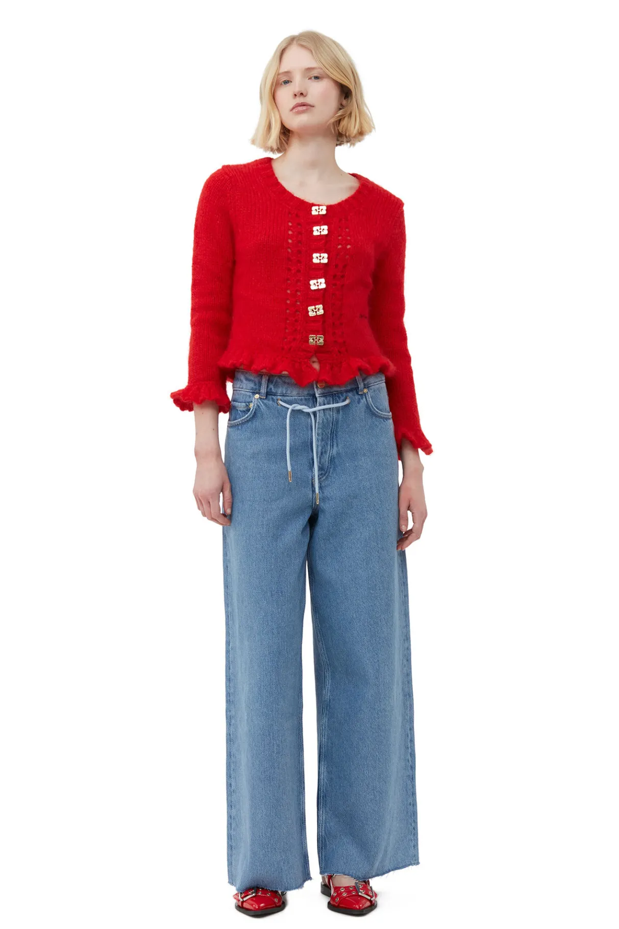 Online GANNI Red Mohair Cardigan Racing Red