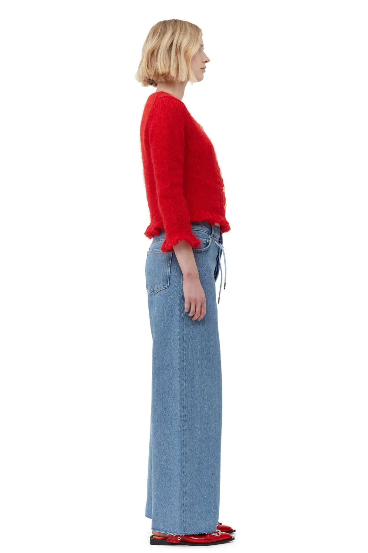 Online GANNI Red Mohair Cardigan Racing Red